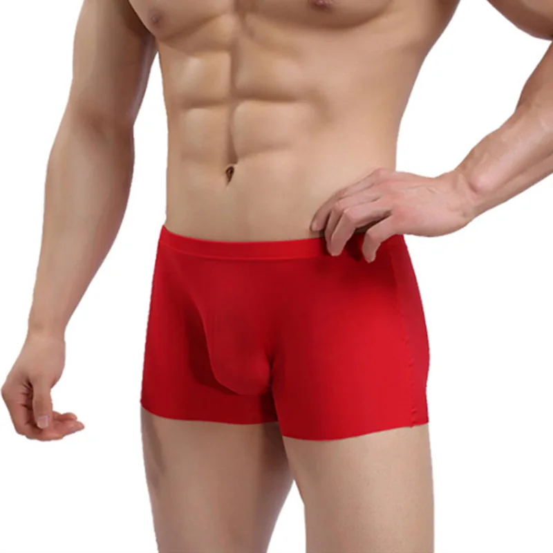 Men Boxer Underwear Boxers Men's U High Elastic Convex Seamless Silk Waist Slim Large Male Boxer Pant for Men 4