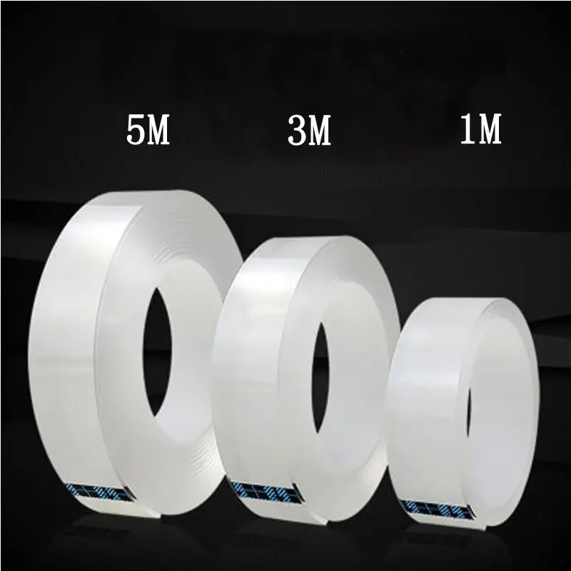 

1 Roll Reusable Transparent Double-sided Tape Can Washed Acrylic Fixing Tape Nano tape No Trace Magic Car Double-sided Tape