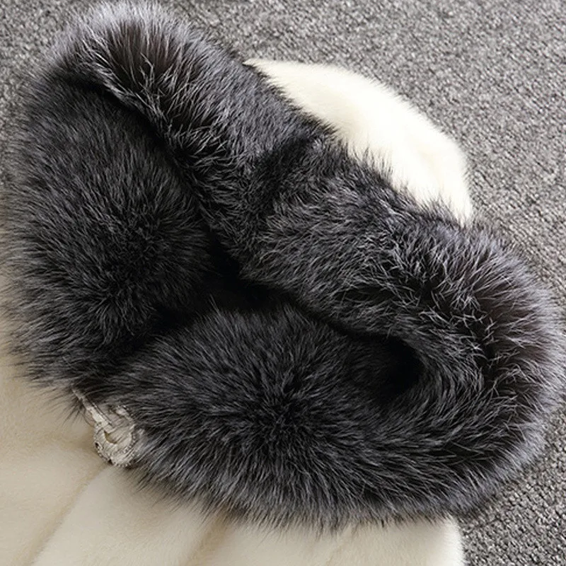 Большие размеры 6XL, Женское пальто из искусственного меха, осенне-зимняя норковая шуба из меха лисы, пальто с капюшоном, большие размеры 6XL, пальто с капюшоном