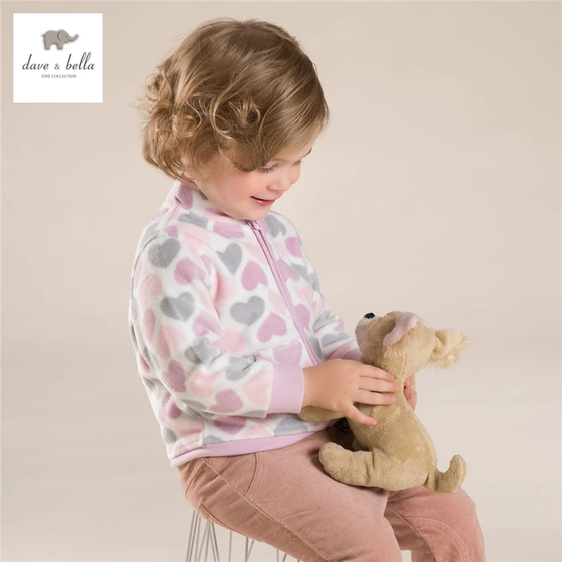 DB396 C davebella autumn baby girls multicolor heart coat girls sweet love outerwear
