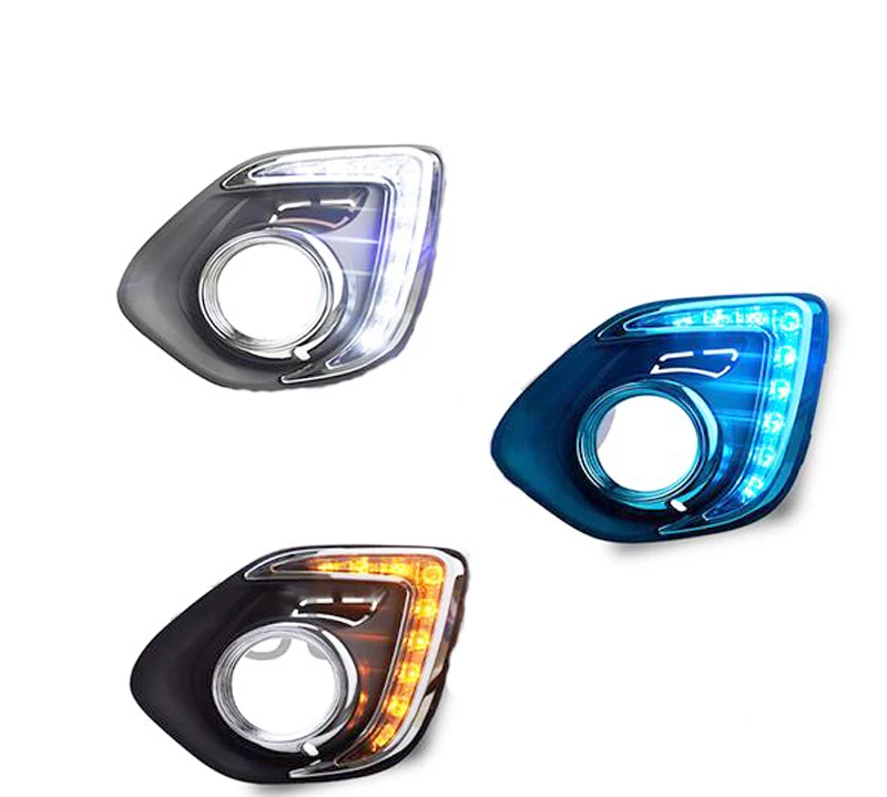 

2PCS High brightness guide LED DRL For ASX led fog lamps Daytime running lights with yellow turn signal light front head lamp