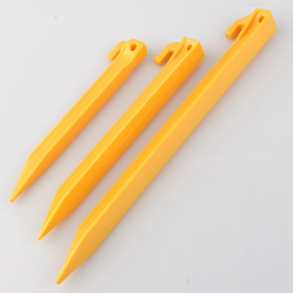 Yellow Plastic Camping Screw Peg Nails Stake Nail Trip Tent Peg Stakes