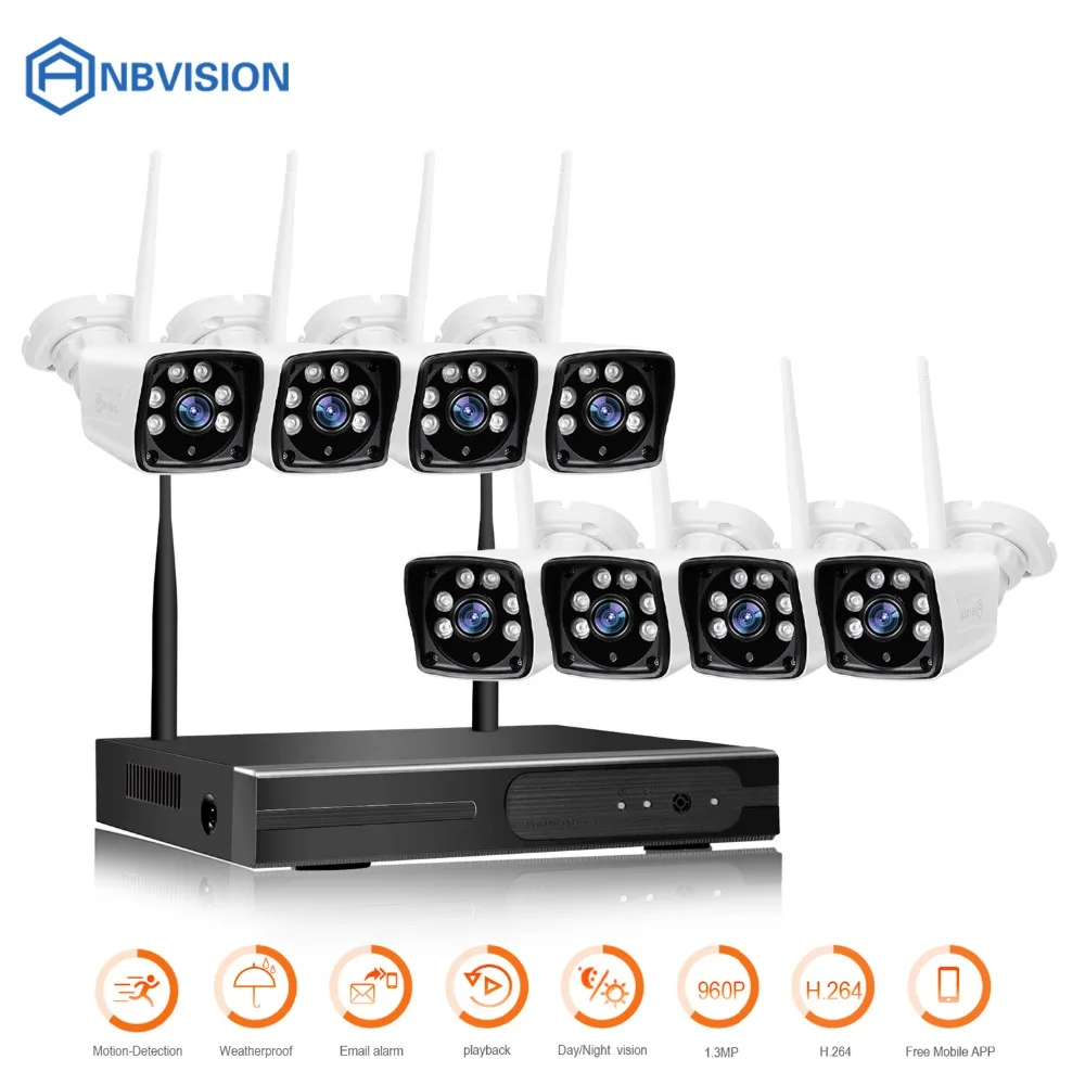 Eyessys Водонепроницаемая беспроводная 960p Wifi 8 шт. 1.3MP P2P ip-камера + 1080P NET P & NVR ночного