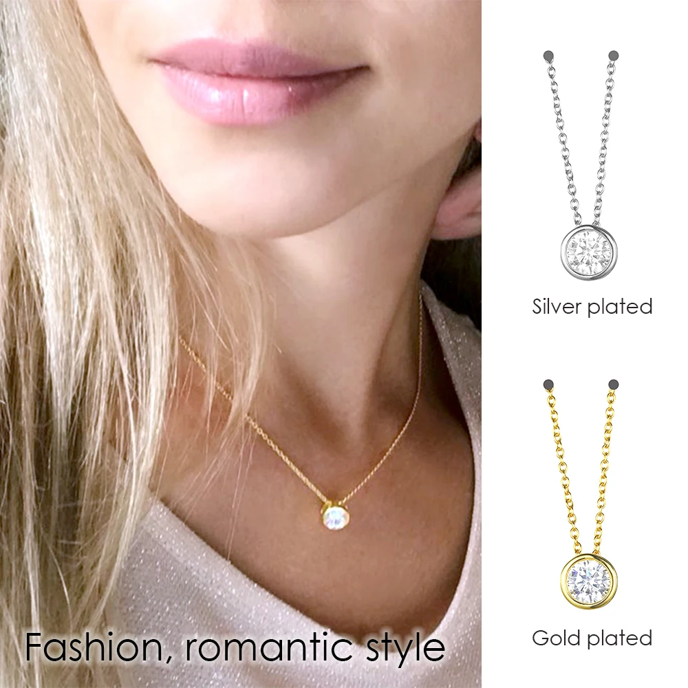 e-Manco Zircon 925 Sterling Silver Round Choker Necklace Geometry Luxury and Romantic Style Fine Jewelry for Women