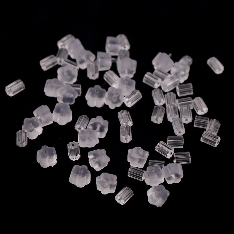 Прозрачные прямые и цветочные задние вилки для сережек гвоздиков|jewelry findings|rubber
