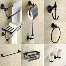 Аксессуары для ванной комнаты черное масло латунь коллекция, кольцо для полотенец, держатель для бумаги, туалетная щетка, крючок, вешалка для ванной, мыльница aset004