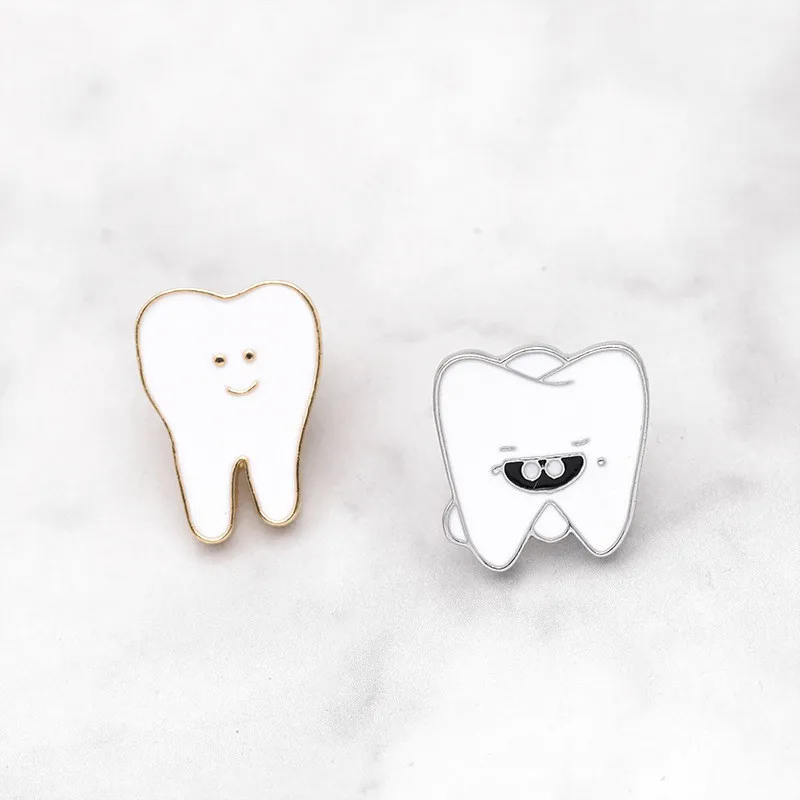 

Cute Kawaii smiley Tooth Enamel brooch For Women wisdom White color sweet tooth Pin Denim sweater coat badge Jewelry Gifts