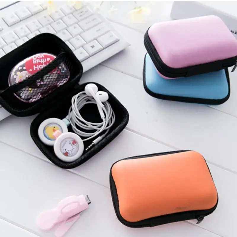Zipper Hard Headphone Case Portable Carrying Earphone Case Storage Bag