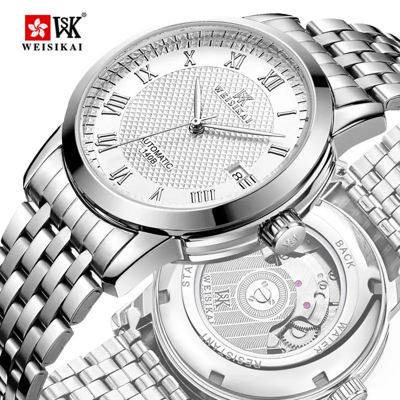 

10Pcs/Lot Automatic Mechanical Mens Watches Luxury Business Male Wristwatch Stainless Steel Band Fashion Waterproof Wholesale