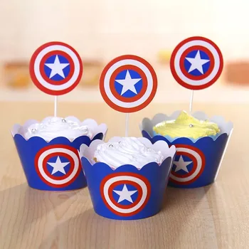 

free shipping 120pcs/lot=10bag paper baby boy party cupcake decoration of cartoon cake cupcake wrapper topper favors and gifts