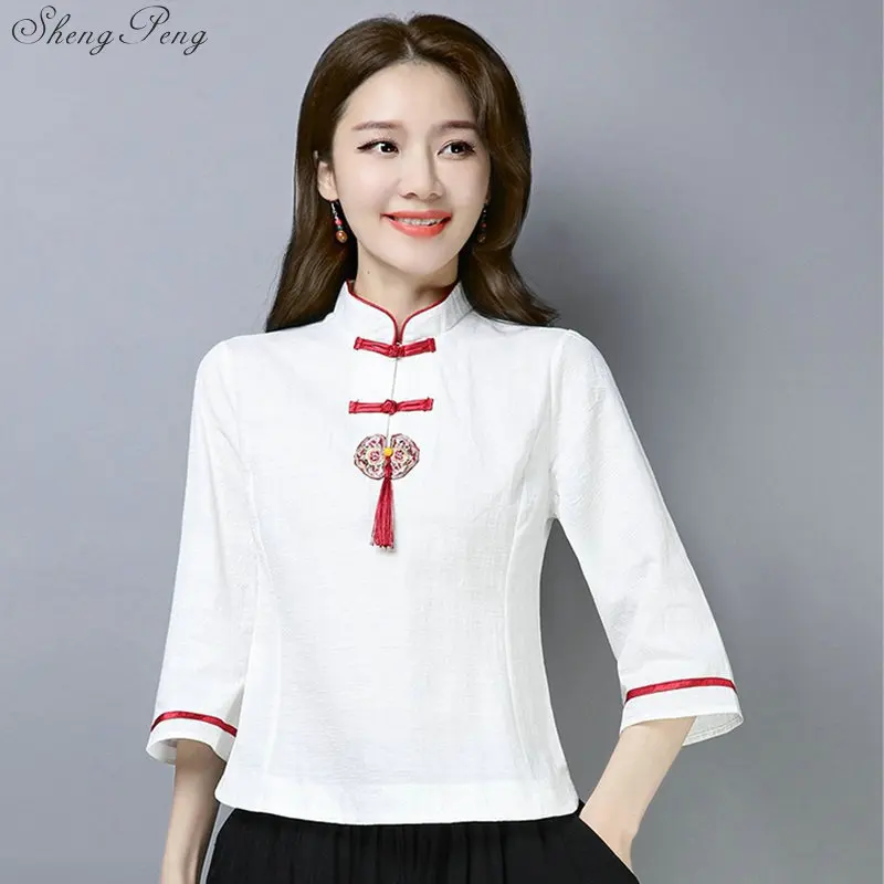 Superiores para Mulheres da Moda Novo Chinês Tradicional Roupa Tang Terno Top Cheongsam Senhoras Partes Elegante Oriental G149 2019
