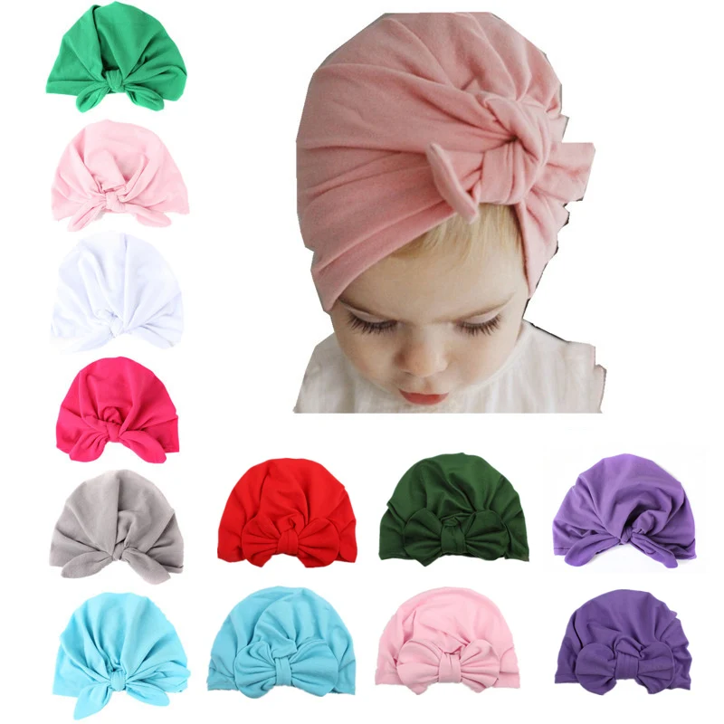 

20 Colors Baby Beanie Girl Infant Hat Bow Product Rabbit Ears Knot Bow Tie Knotted Head Cap Children Collar Scarf