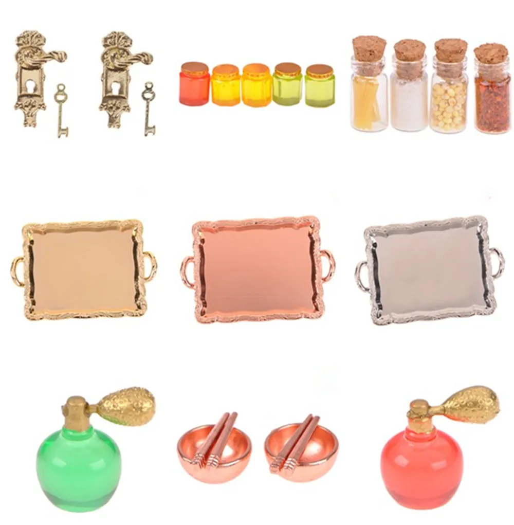 

Vintage Door Lock and Key/White Ladder/Honey Pot/Tableware/Perfume/Food Bottle/ Dollhouse DIY Accessories 1/12 Scale Miniature