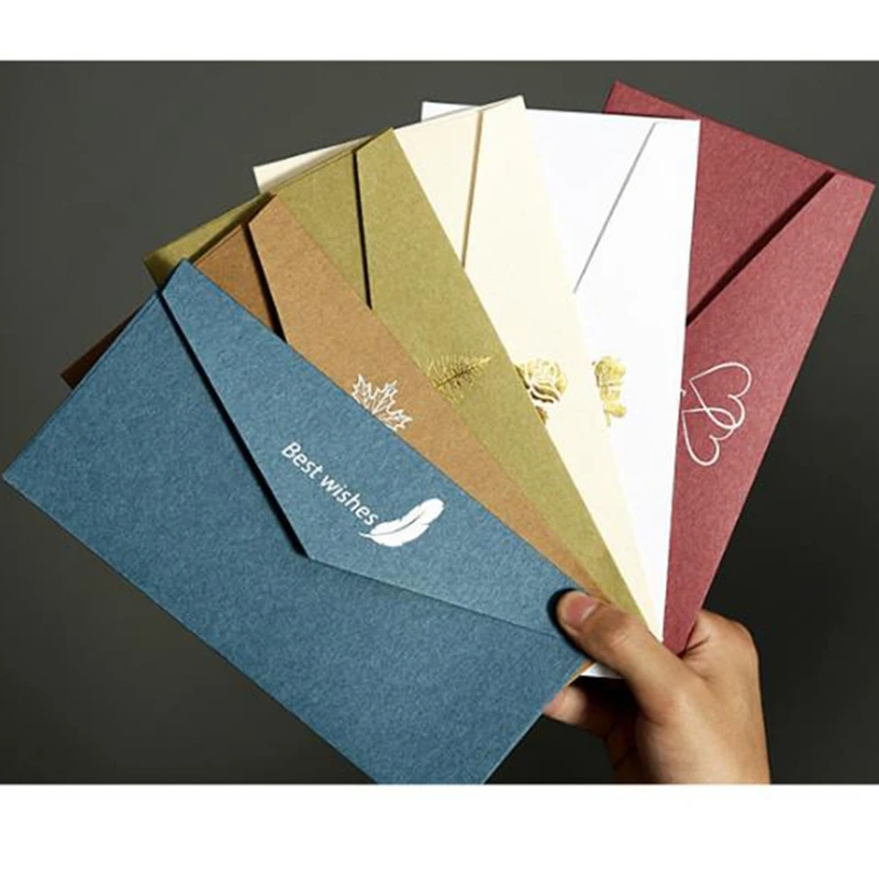 Горячая винтажный стиль тиснение печать крафт-бумага конверты школьные принадлежности конверт для свадьбы письмо-приглашение