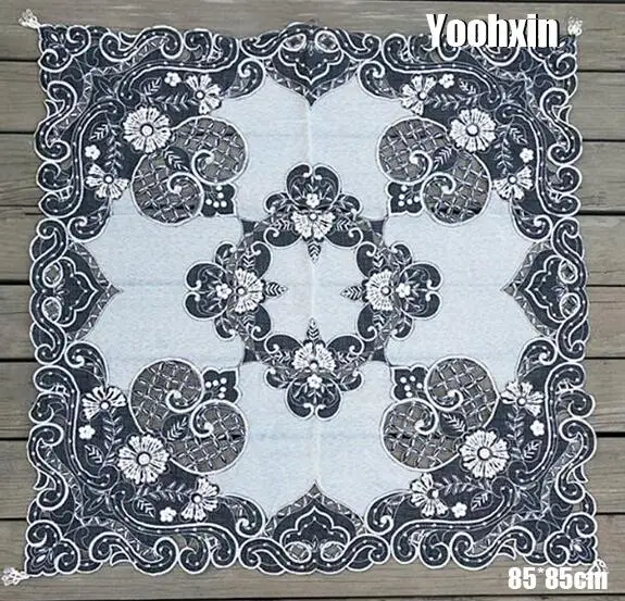 

Modern sequin Black square Tablecloth embroidery lace kitchen tea coffee Table Cover cloth Christmas home party Wedding decor