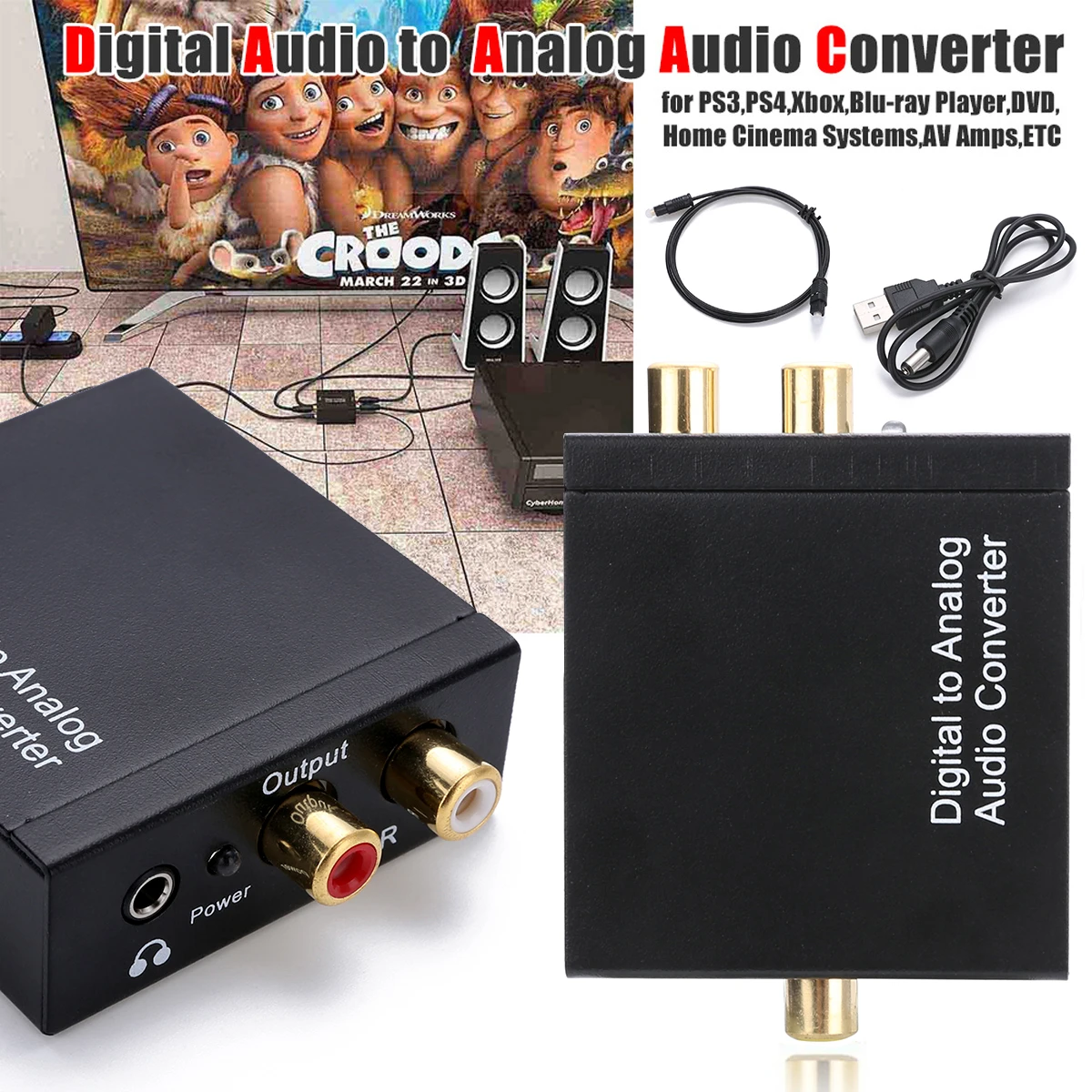 New Arrival Optical Coaxial Toslink Digital to Analog Audio Converter Adapter RCA With 3.5mm Jack Kits Mayitr