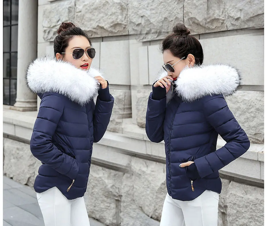 warmest winter coats for women Female Warm Winter Jacket 2020 Fashion Women Hooded Fur collar Down Cotton Coat Solid color Slim Large size Female Coat Leather Jackets