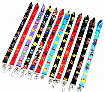 

Free shipping 120 Pcs /Wholesale lot Mix Super Mario Necklace Strap Lanyards Cell Phone PDA Key ID Strap Charms