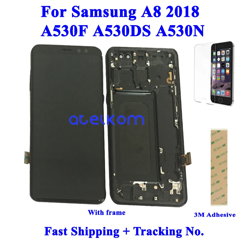 Протестированный супер AMOLED для SAMSUNG A8 A530F ЖК-дисплей для SAMSUNG A530 A530F A8 дисплей ЖК-экран сенсорный дигитайзер сборка
