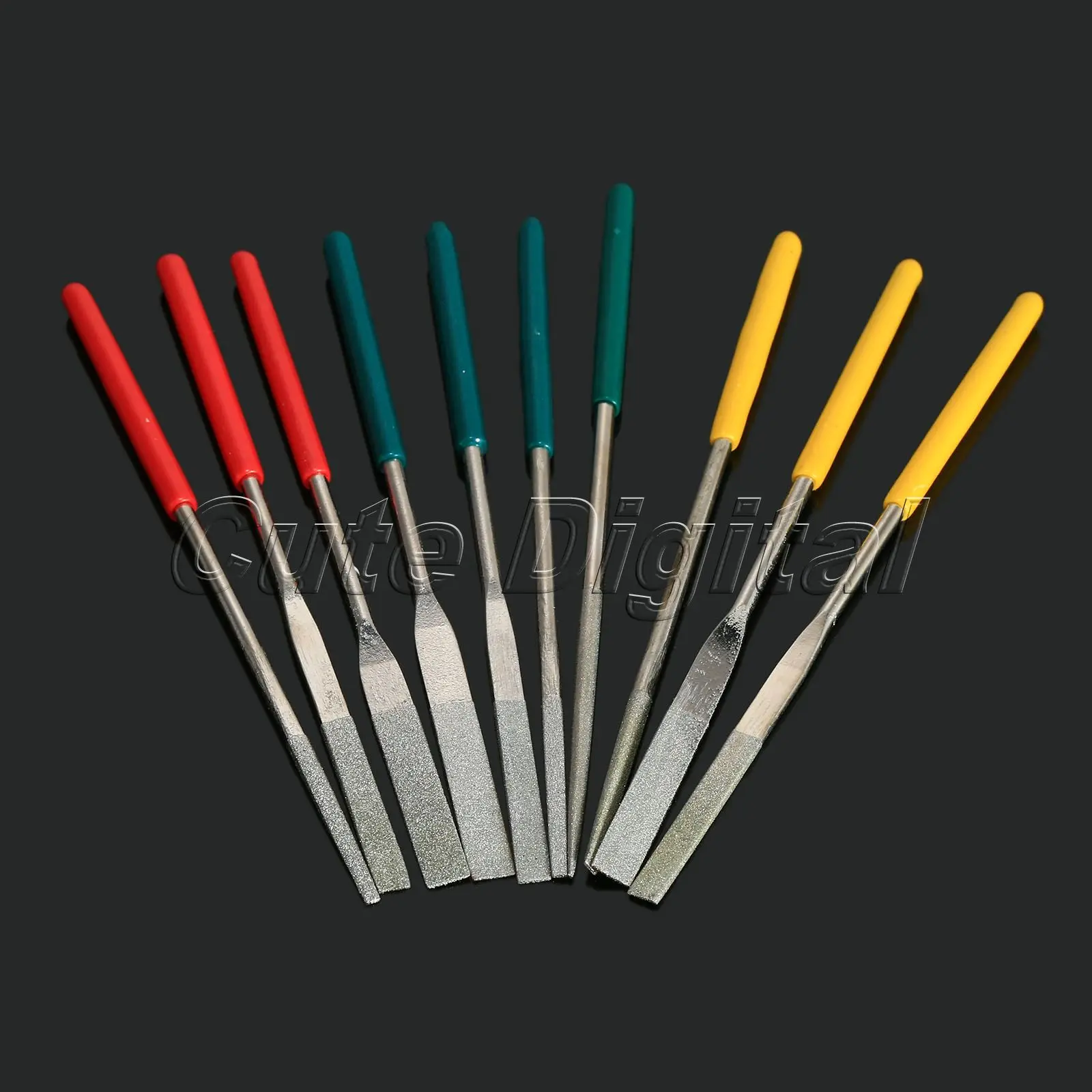 10pcs 3x140mm Glass Diamond Coating Needle File Lapidary Ceramic Set