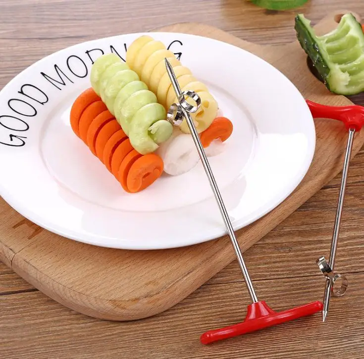 1 шт. картофель спираль резак для моркови Cumcumber Шинковщик редиса Нержавеющая сталь + Пластик вращающийся машина ролик Спираль Тесак