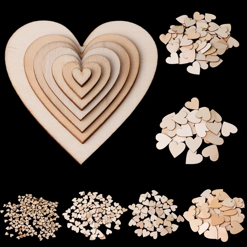 

Wooden Heart Shapes Laser Cut Blank Craft Embellishments Wedding Xmas Decor 10/25/50/100/200pcs