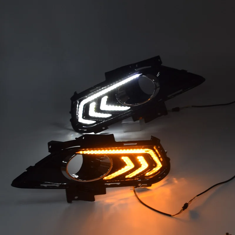 

For Ford Mondeo Fusion 2013 2014 2015 2016,With Turning Yellow Signal Relay Waterproof Car DRL LED Daytime Running Light QINYI