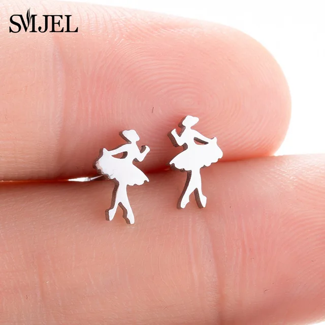 SMJEL Ballet Women Girl Stud Earrings Fashion Ballerina Women Earrings
