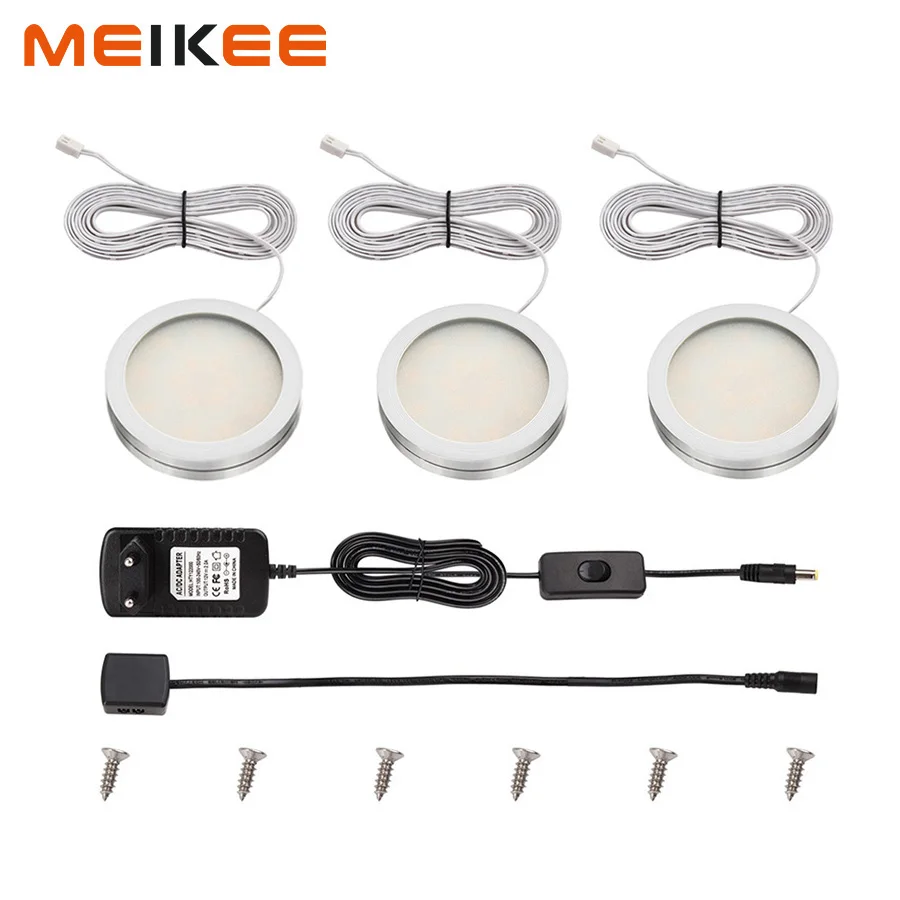 

LED Under Cabinet Light 3PCS LED Puck Llights 750lm Under Counter Light White/Warm White for Cabinet Shelf Corridor Kitchen