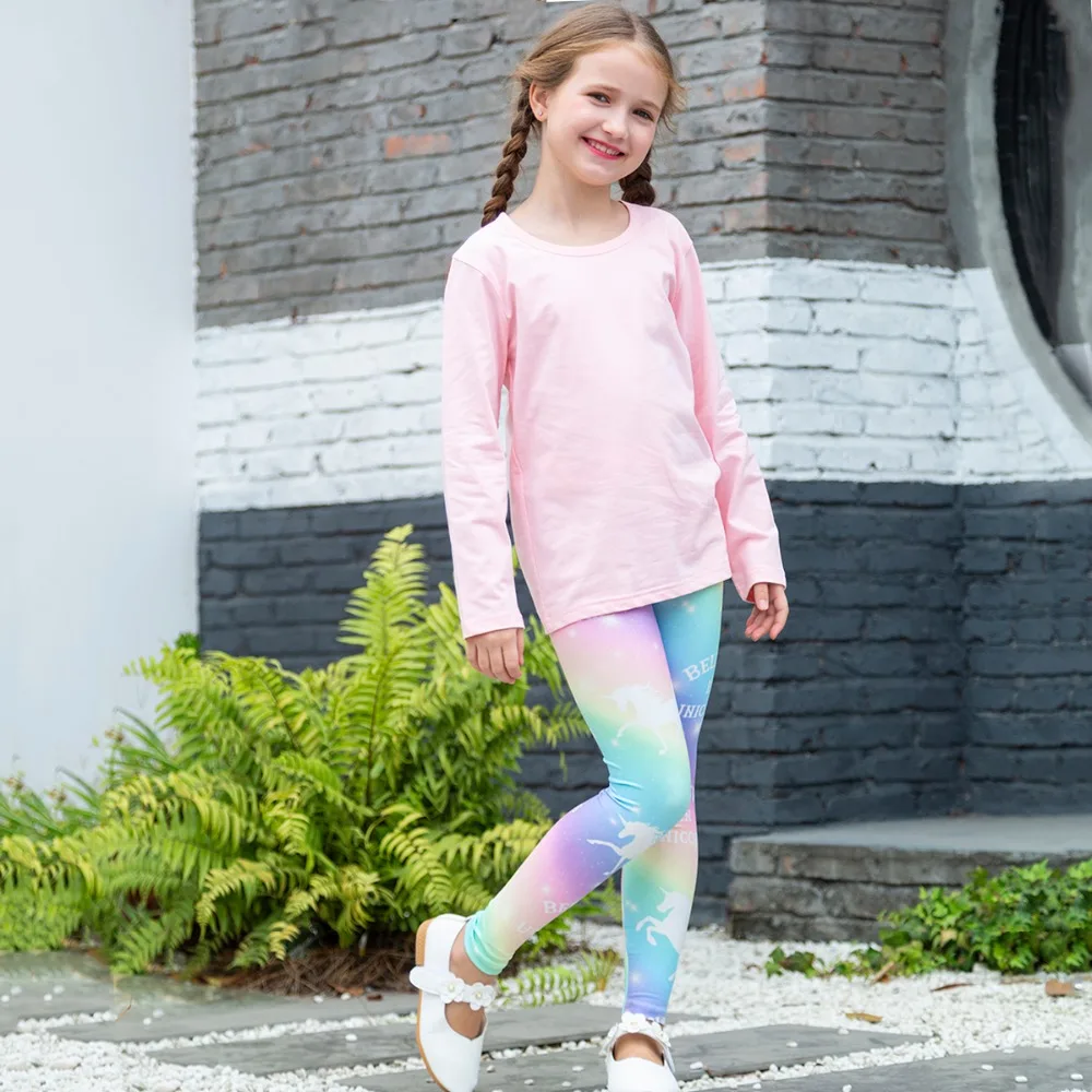 Осенние брюки-карандаш с эластичной резинкой на талии Леггинсы для йоги для девочек детские брюки-леггинсы дизайнерские штаны с изображением русалки, рыбы, единорога