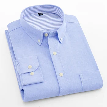 

Plus Size M-5XL Spring Long Sleeve Shirt Cotton Excellent Comfortable Slim Fit Button Collar Business Men Casual Shirts Tops