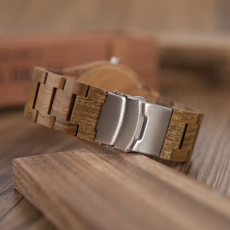 BOBO BIRD V-G19 Green Sandalwood Wood Men's Wristwatch Japan Movement Quartz Watch Classic Folding Clasp horloges mannen