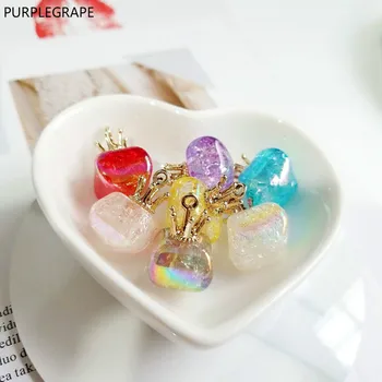 

PURPLEGRAPE Diy Handmade Pendant Jewelry Earrings Hair Accessories Keychain Minimalist Crown Gem Candy Wholesale 6pcs
