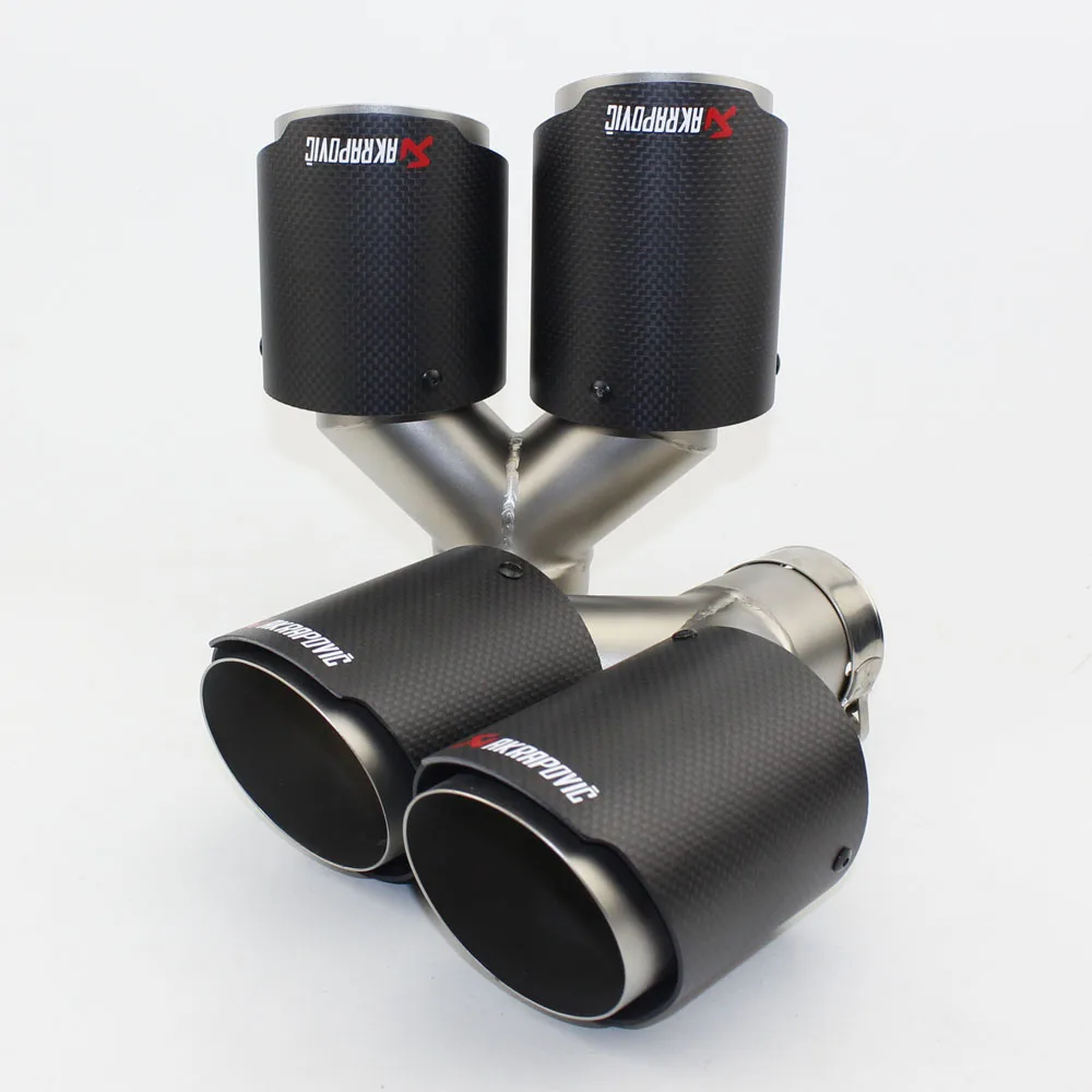 

Car exhaust pipe Y Model Akrapovic Carbon Exhausts Dual End Tips for BMW BENZ AUDI V W Exhaust Dual Muffler Pipes Tail Tips