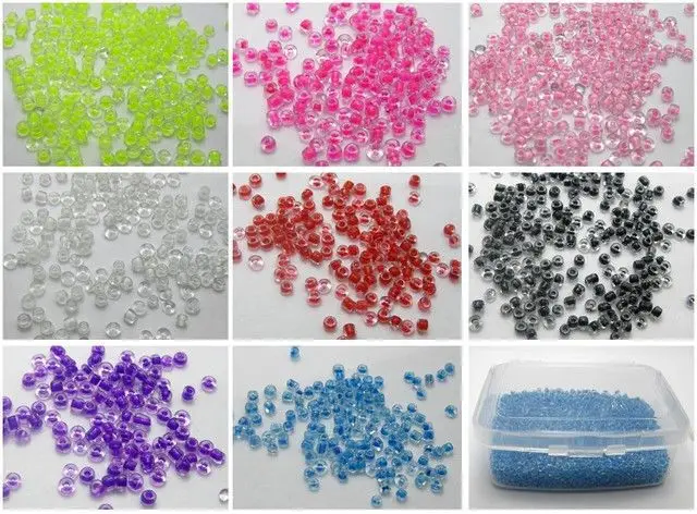

5000 Mixed lined inside Colour Glass Seed Beads 2mm (10/0) + Storage Box