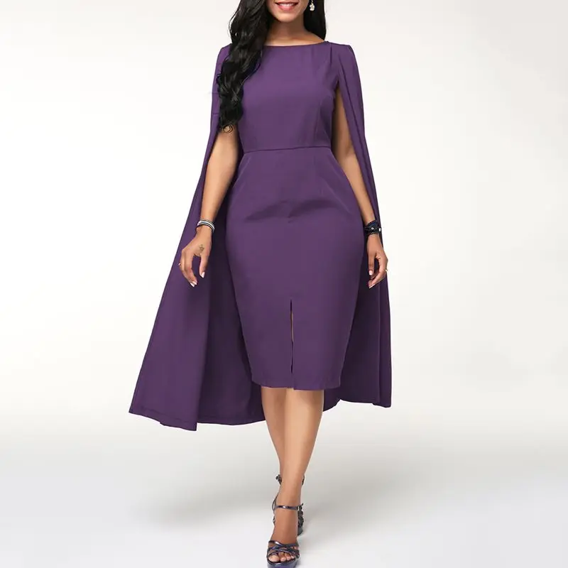 

Elegant Summer Vintage Office Ladies African Summer Women Midi Dresses Plus Size Party Green Bodycon Split Female Retro Dress