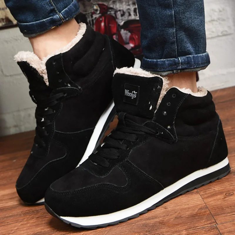 

2019 New large size 6-14 men's boots sewing plush winter casual snow boots men non-slip warm rubber boots for men