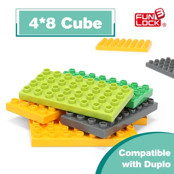 

Funlock Duplo Building Blocks Construction Toys Assembly Parts 3pcs 4x8 Cube Building Accessories Bricks for Children Kids