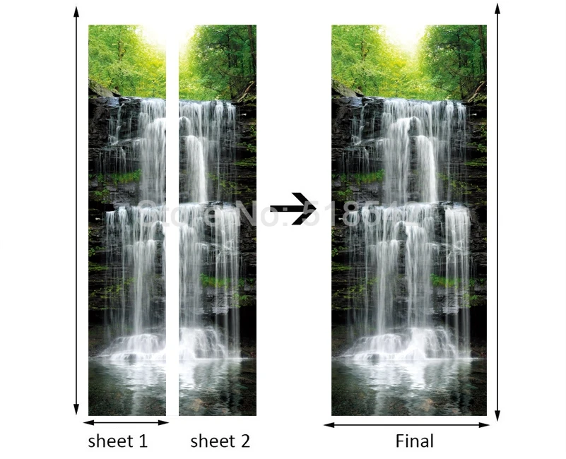 Наклейка на дверь водопад природа пейзаж 3D фото обои водонепроницаемые двери обои самоклеящиеся наклейки на стены украшение дома