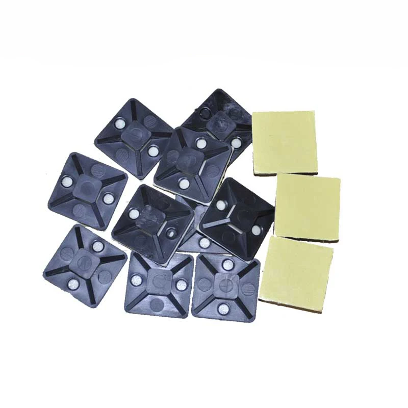 100pcs 25*25mm Self Adhesive Cable Wire Zip Tie Mounts Mounting Base