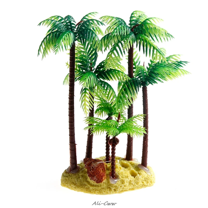 

New Plastic Coconut Tree Aquarium Palm Plants Ornament decoration for Fish Tank