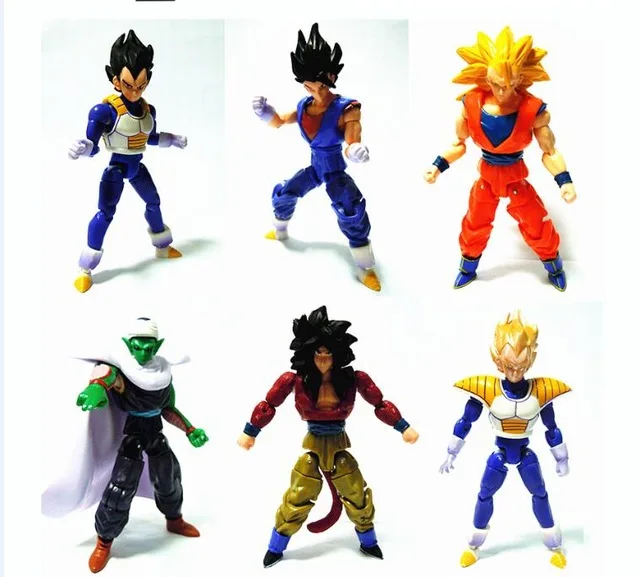 

6pcs/set 13cm Dragon Ball DBZ Anime Goku Vegeta Piccolo Gohan super saiyan Joint Movable Dragon Ball Z Action Figures Toy