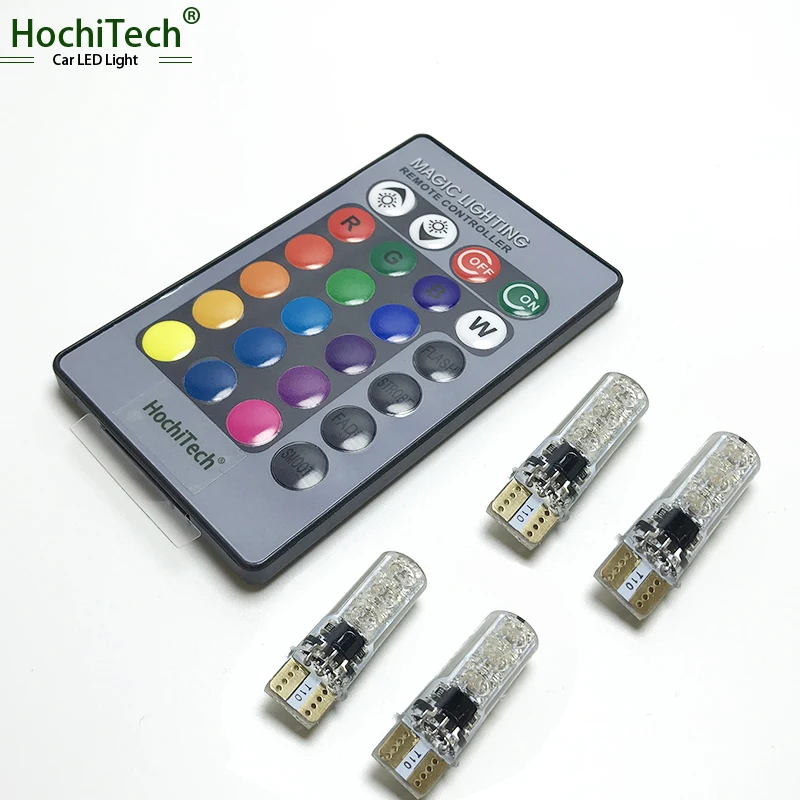 HochiTech T10 светодиодный RGB 194 W5W CANBUS автомобильный габаритный упаковочный светильник для Lada Vaz Kalina Priora Niva Samara 2110 Largus автомобильный Стайлинг - Испускаемый цвет: 4pcs light 1 control