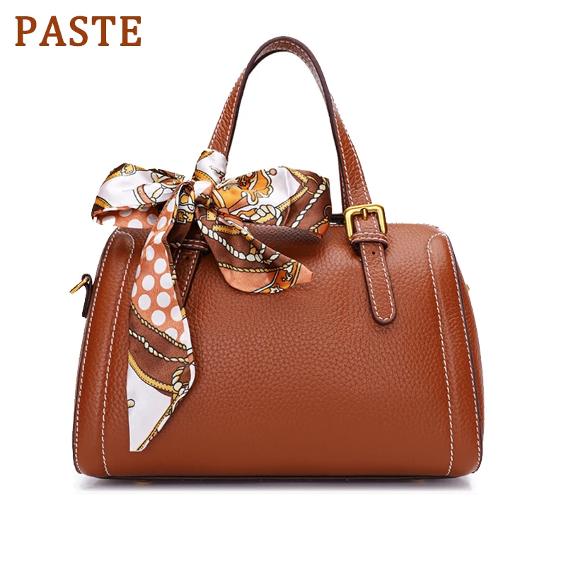 

PASTE Genuine Leather Bag Women Shoulder Bag For Women 2019 Handbags Famous Brands Ladies Hand Bags Messenger Bag Brown Black