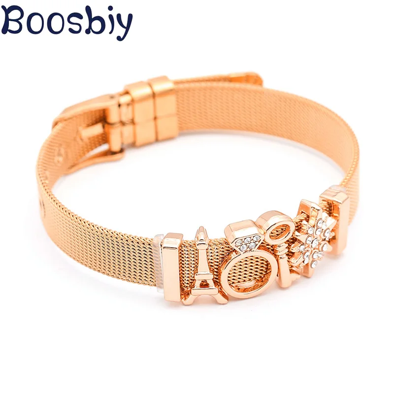 Лидер продаж браслет Boosbiy из нержавеющей стали цвета розового золота сетчатый