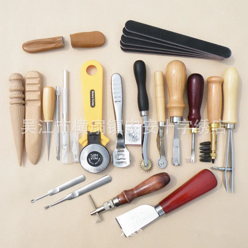 DONYAMY 20pcs Leather Craft Punch DIY Tools Kit Set For Costura Carving Stitching Sewing | Дом и сад