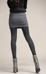 Kerrilado Серый Черный Ложные двух частей леггинсы юбка-штаны Для женщин модные леггинсы с Мини-юбки Slim Fit 2XL-4xl плюс Размеры AX11