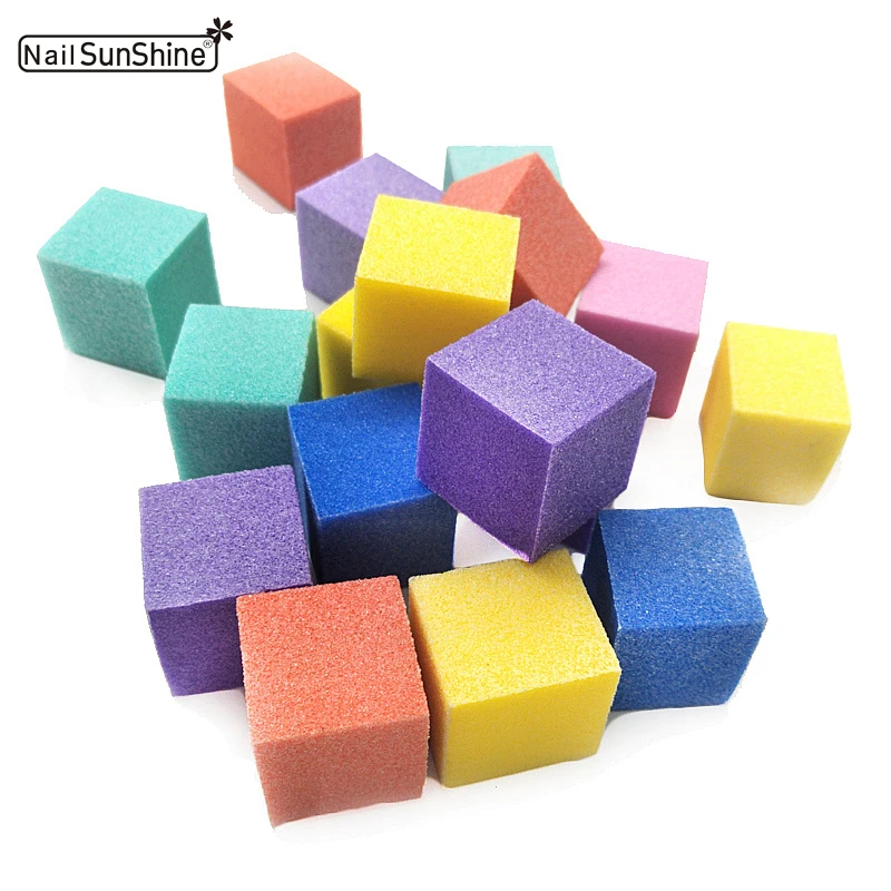 

Wholesale 50Pcs Neon Mini Small Cube Nails Files Block Pro Grinding Sanding Buffer Sponge Mix Colorful Salon Nail Art DIY Tools