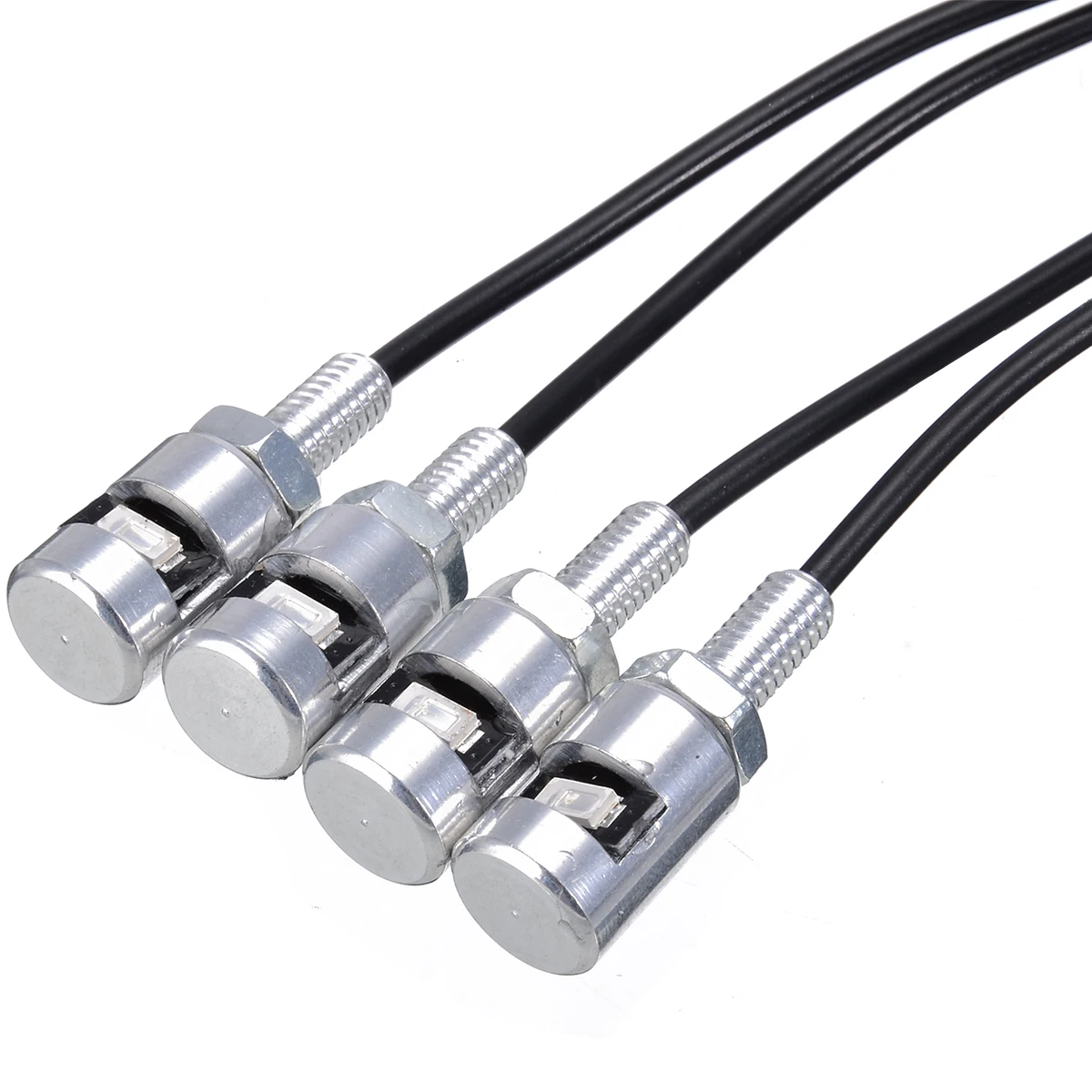 Mayitr 4pcs Blue LED Car Motorcycle License Number Plate Screw Bolt Light 12V Chrome Casing 2 wires