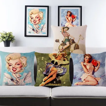 

Pop Marilyn Monroe Audrey Hepburn Taylor Home Decor cushion Linen cotton pillow sofa cushions decorative Throw Pillow